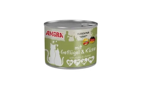 AMORA Cat Fleisch Pur  Geflügel und Käse 6 x 200g